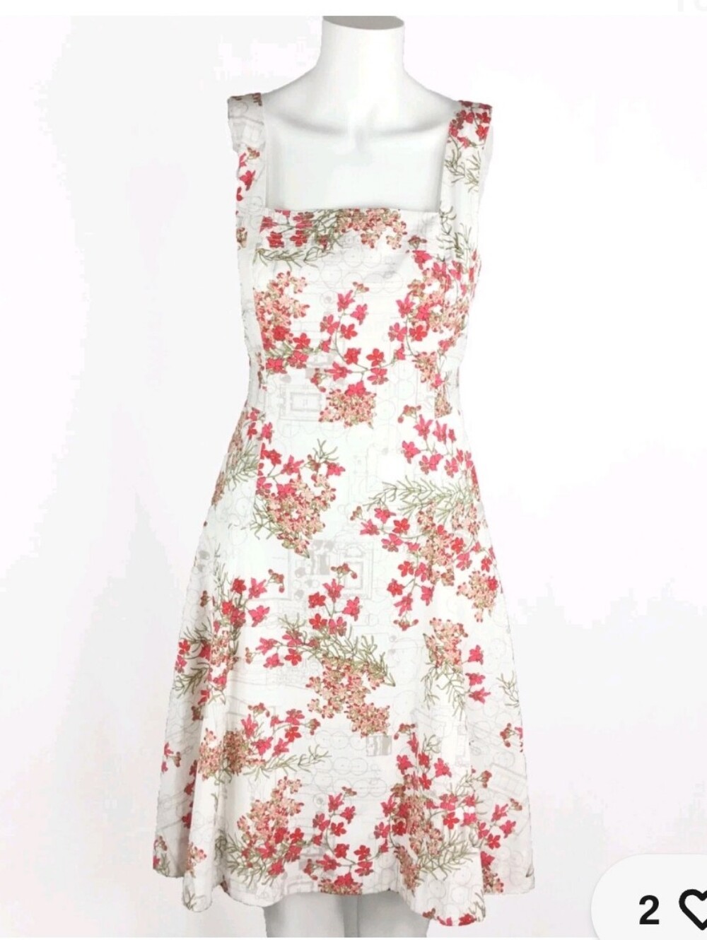 Tory Burch White Sylvia Mini Dress with Pink Floral Print Sz 0